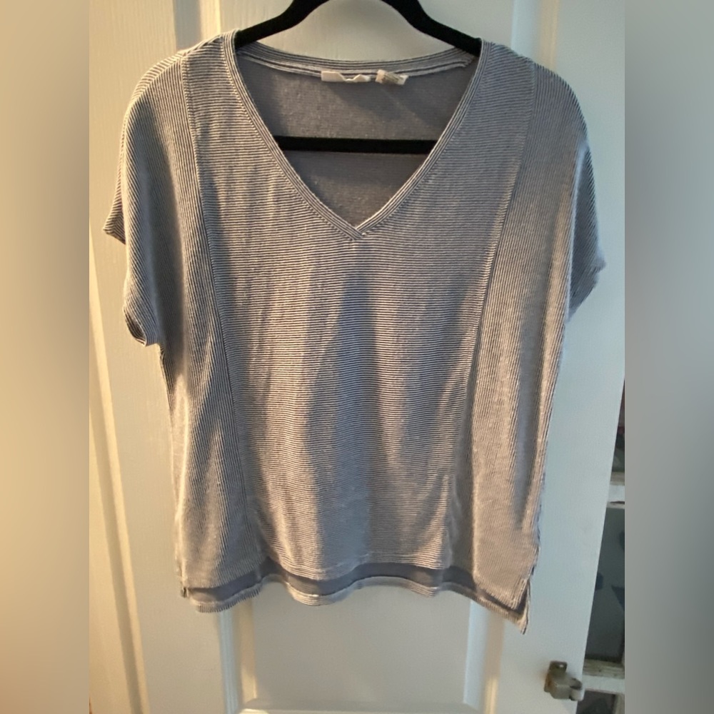 Christian Siriano Striped Short Sleeve Top